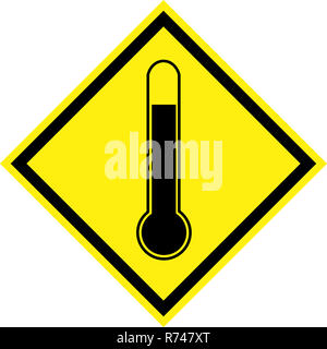 Gelbe Gefahr mit heißen Temperatur Symbol Stockfoto