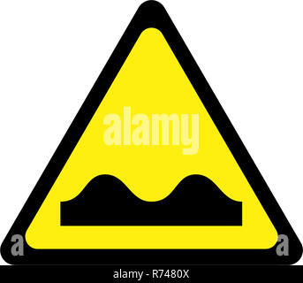 Gelbes Warnschild mit fahrbahnunebenheiten Symbol Stockfoto