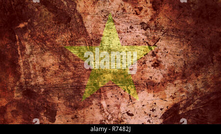 Sehr Grungy Vintage vietnamesische Flag, Vietnam Grunge Hintergrund Textur Stockfoto