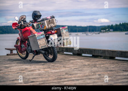 Touring Motorrad von Campbell River, Vancouver, Kanada Stockfoto