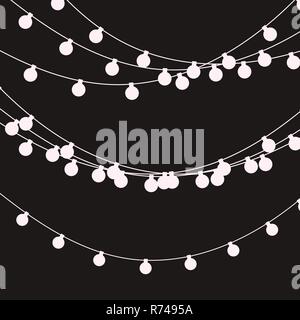 Weihnachtsbeleuchtung Streichern. Vektor flachbild Weihnachten Girlande. Festliche Girlanden Stock Vektor