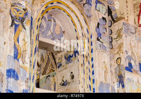 Hup Taem oder Wandmalereien von der SIM-Karte im Wat Chai Sri Tempel, Khon Kaen, Thailand Stockfoto