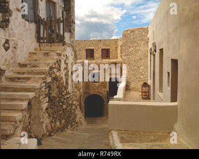 Straßen der alten Stadt Naxos, Insel Naxos, Griechenland Stockfoto