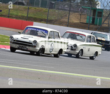 Benjamin Bateman, Ford Lotus Cortina, Gary Paterson, Richard Hardie, Ford Lotus Cortina, Big Motor Touring Cars, vor '66, Silverstone Classic 2016, C Stockfoto