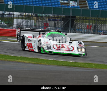 Markieren Sumpter, Porsche 962, Gruppe C, Silverstone Classic 2016, 60er Jahre Autos, Chris McEvoy, Cjm - Fotografie, klassische Rennwagen, historischen Rennwagen, HSC Stockfoto