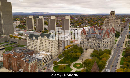 Sein ein knackig kalten Tag in Albany New York downtown am statehouse im Luftbild Stockfoto