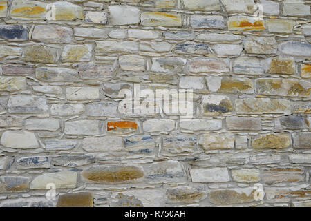 Closeup Schuß des renovierten alten Steinmauer, mit schönen Tönen und Texturen. Stockfoto