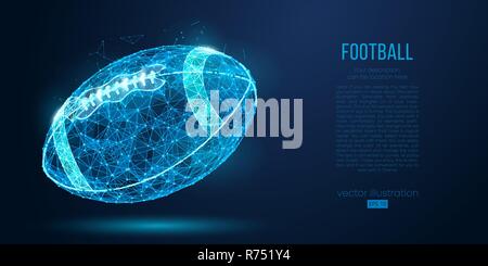 Abstract American football Ball von Teilchen, Linien und Dreiecken auf blauem Hintergrund. Cyber-Rugby. Alle Elemente auf einem separaten Schichten Farbe kann mit einem Klick geändert werden. Vector Illustration Stock Vektor
