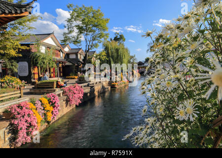 Creek in Lijiang Altstadt, Weltkulturerbe, Yunnan, China, Asien Stockfoto