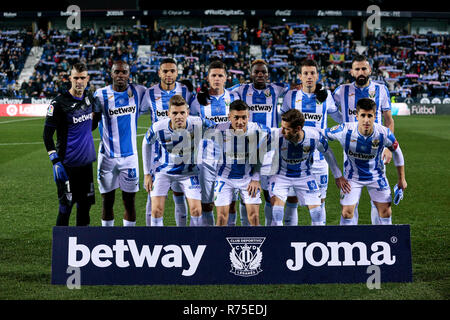 CD Leganes-Team während der Liga Match zwischen CD Leganes, Getafe CF bei Butarque Stadion in Leganes, Spanien gesehen. (Final Score: CD Leganes 1 - 1 Getafe CF) Stockfoto