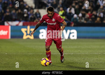 Leganes, Madrid, Spanien. 7 Dez, 2018. Von Getafe CF Damian Suarez in Aktion während der Liga Match zwischen CD Leganes, Getafe CF bei Butarque Stadion in Leganes, Spanien gesehen. Credit: LEGAN S. Mace/SOPA Images/ZUMA Draht/Alamy leben Nachrichten Stockfoto