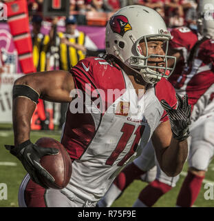 San Francisco, Kalifornien, USA. 13 Okt, 2013. Arizona Cardinals wide receiver Larry Fitzgerald (11) läuft mit Kugel am Sonntag, 13. Oktober 2013 in San Francisco, Kalifornien. Die 49ers besiegten die Kardinäle 32-20. Credit: Al Golub/ZUMA Draht/Alamy leben Nachrichten Stockfoto