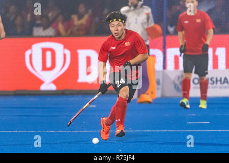 BHUBANESWAR, 06-12-2018, odisha's Hockey Männer Wm Bhubaneswar 2018. Veranstaltungsort: Kalinga Stadion. Wenlong E während des Spiels Australien China vs. Stockfoto