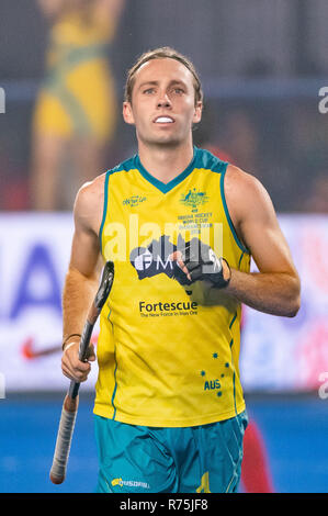 BHUBANESWAR, 06-12-2018, odisha's Hockey Männer Wm Bhubaneswar 2018. Veranstaltungsort: Kalinga Stadion. Jake Harvie während des Spiels Australien China vs. Stockfoto