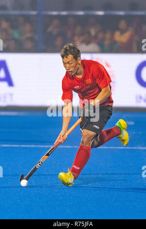 BHUBANESWAR, 06-12-2018, odisha's Hockey Männer Wm Bhubaneswar 2018. Veranstaltungsort: Kalinga Stadion. Weibao Ao während des Spiels Australien China vs. Stockfoto