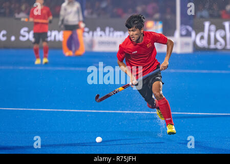 BHUBANESWAR, 06-12-2018, odisha's Hockey Männer Wm Bhubaneswar 2018. Veranstaltungsort: Kalinga Stadion. Quyang Guan während des Spiels Australien China vs. Stockfoto