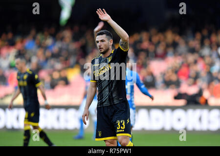 Foto Cafaro/LaPresse 8 Dicembre 2018 Napoli, Italia sport calcio Napoli vs Frosinone - Campionato di calcio Serie A TIM 2018/2019 - Stadio San Paolo. Nella Foto: Andrea Beghetto (Frosinone Calcio). Foto Cafaro/LaPresse Dezember 8, 2018 Neapel, Italien Sport Fussball Napoli vs Frosinone - Italienische Fußball-Liga einen TIM 2018/2019 - San Paolo Stadions. In der Pic: Andrea Beghetto (Frosinone Calcio). Stockfoto