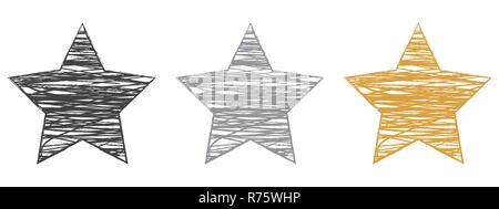 Satz von Hand gezeichnet Weihnachten Sterne. Vector Illustration. Scribble Sterne isoliert Stock Vektor