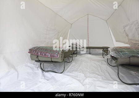 Camping Betten Stockfoto