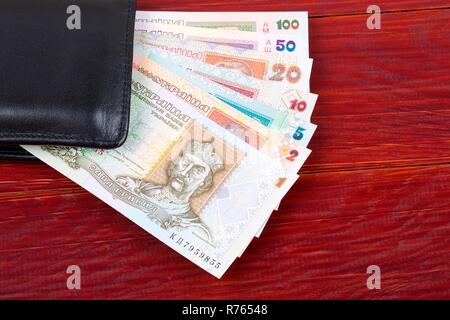 Alte ukrainische Geld in der schwarzen Mappe Stockfoto