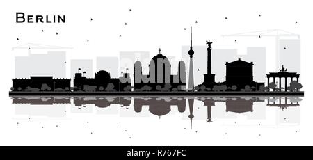 Berlin Deutschland Skyline der Stadt Silhouette mit schwarzen Gebäude isoliert auf Weiss. Vector Illustration. Business Travel und Tourismus Konzept Stock Vektor