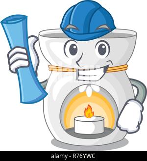 Architekt Therapie Aromalampe und Kerze Charakter Vector Illustration Stock Vektor