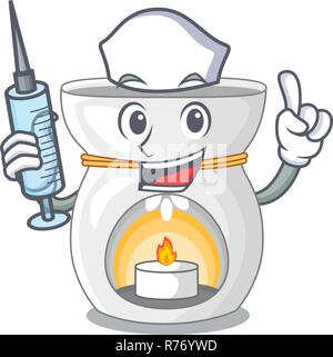 Krankenschwester Therapie Aromalampe und Kerze Charakter Vector Illustration Stock Vektor