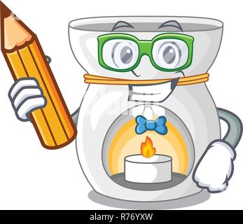 Schüler Therapie Aromalampe und Kerze Charakter Vector Illustration Stock Vektor