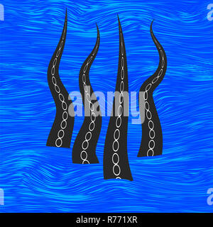 Tentakeln Octopus. Teile der Sea Monster. Natürliche Frische Meeresfrüchte. Riesige Kraken Schwimmen Stockfoto