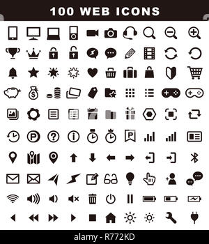 100 verschiedene Icons, Web Icon Set Stockfoto