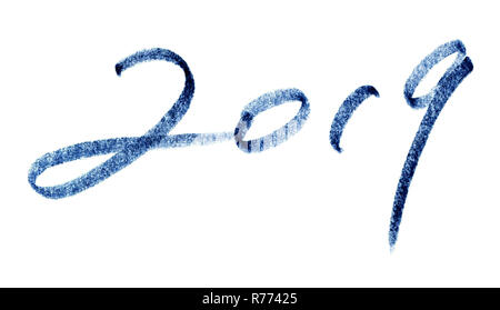 Dekoration Elemente für das Neue Jahr 2019 mit Handschrift Stockfoto