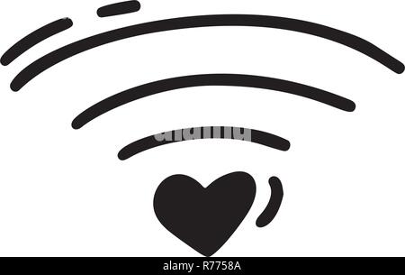 Vektor Monoline-versicherer Herzen wie WLAN-Symbol. Valentines Tag Hand gezeichnet. Ferienwohnung Skizze doodle Design plant Element valentine. liebe Dekor für Web-, Hochzeits- und Drucken. Isolierte Abbildung Stock Vektor