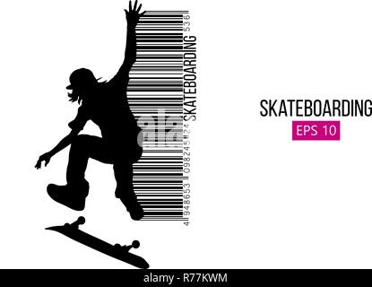 Silhouette einer Skateboarder. Vector Illustration Stock Vektor