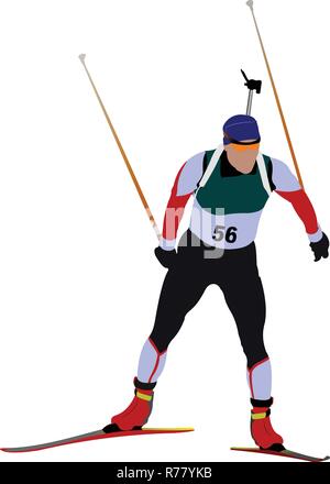 Abdeckung für Winter Sport Broschüre mit Biathlon runner Bild. Vector Illustration Stock Vektor