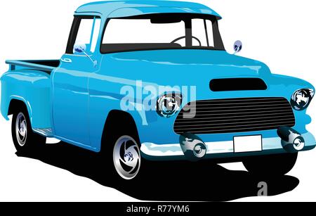 Alten blauen Pickup mit entfernt Abzeichen. Vector Illustration Stock Vektor