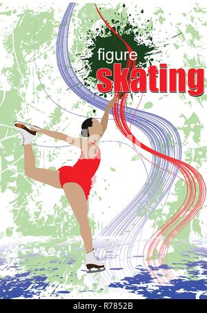 Figure Skating farbige Silhouetten. Vektor-illustration Stock Vektor