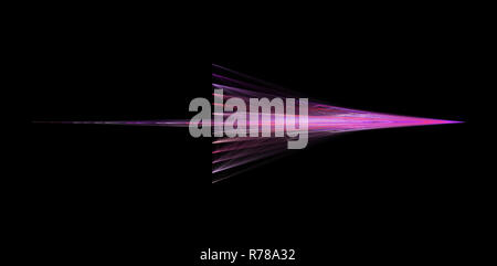 Abstrakte lila Pfeil isoliert auf schwarzem Hintergrund Stockfoto
