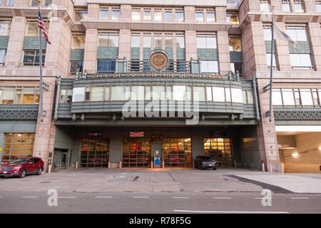 Stadt Boston Feuerwehr, 125 Kauf Straße, zwischen Oliver und Pearl Straßen, in der Innenstadt von Boston, Massachusetts, Vereinigte Staaten von Amerika. Stockfoto