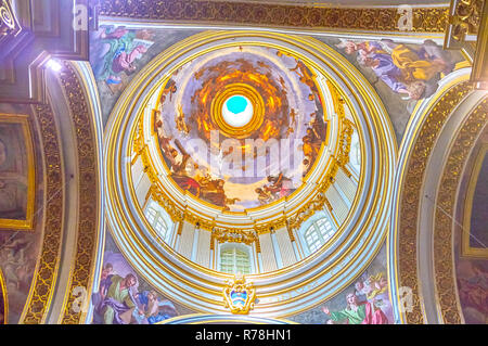 MDINA, MALTA - 14. Juni 2018: Die mittelalterlichen Fresken der Kathedrale von Mdina zeigen die Szenen aus der Bibel, am 14. Juni in Mdina. Stockfoto