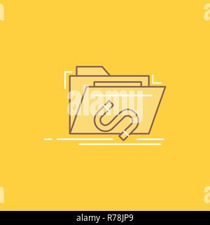 Backdoor, Nutzung, Datei, Internet, Software flache Linie gefüllt. Schönes Logo auf gelben Hintergrund für UI und UX, Webseite oder mobile Anwendungen Stock Vektor