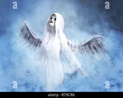 3D-Rendering für eine weiße Engel im Himmel. Stockfoto