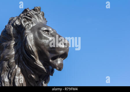 Lion statue am Queeen Victoria Memorial vor dem Buckingham Palace in London, Großbritannien Stockfoto