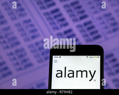 Alamy Stock Photography Firmenlogo auf dem Smartphone angezeigt. Stockfoto