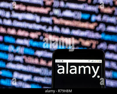 Alamy Stock Photography Firmenlogo auf dem Smartphone angezeigt. Stockfoto