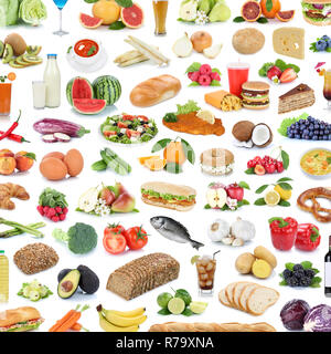Sammlung collage Essen gesund essen Obst und Gemüse Früchte Hintergrund Square essen Ausschneiden Stockfoto