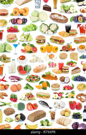 Sammlung collage Essen gesund essen Obst und Gemüse Früchte vertikalen Format Lebensmittel ausschneiden Stockfoto