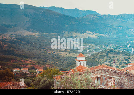 Blick von innen Himara Schloss, Albanien Stockfoto