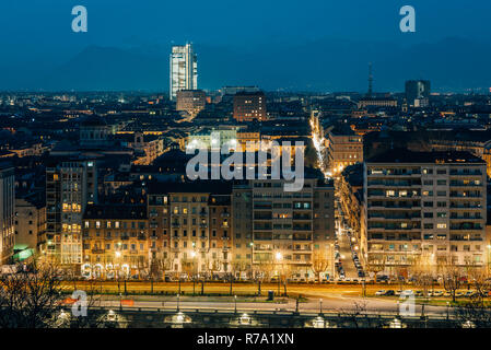 Blick vom Monte dei Cappuccini, in Turin, Italien. Stockfoto