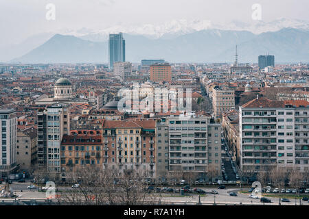 Blick vom Monte dei Cappuccini, in Turin, Italien. Stockfoto