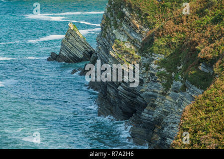 Detail der Küste Klippen in Bizkaia, Baskenland Stockfoto